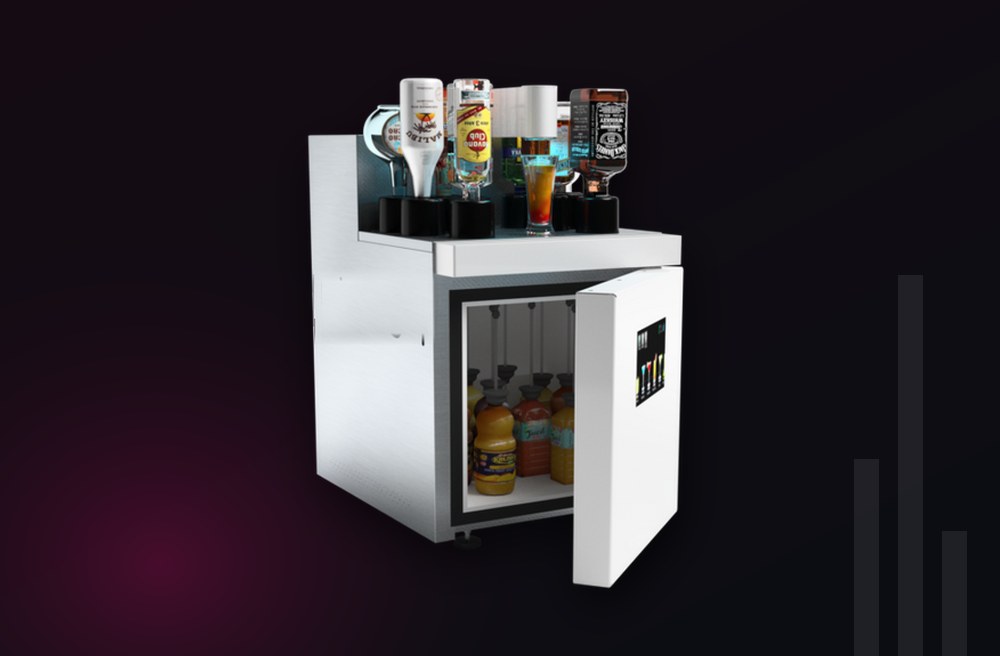 La machine à cocktail, porte réfrigérée ouverte